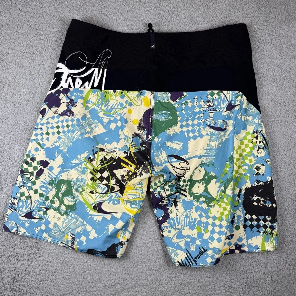 Y2K ONeill SuperFreak Mens 39 Board Shorts Swim Trunks Surf Skater Green Vintage
